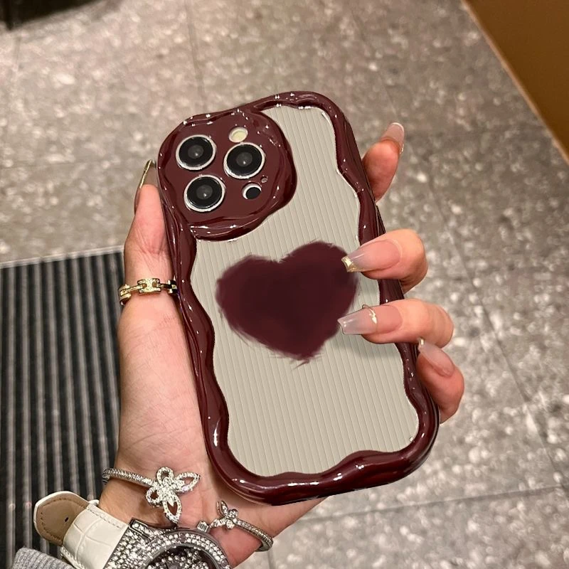 油画爱心奶油纹苹果华为荣耀vivo小米oppo手机壳卡通iPhone15/14