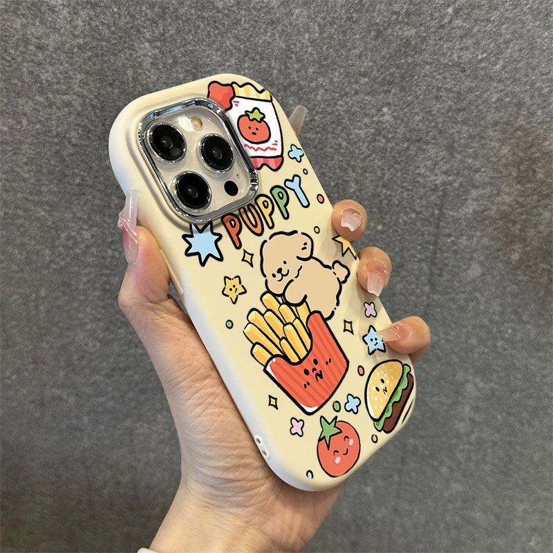 小熊薯条金属框苹果华为荣耀vivo小米oppo手机壳卡通iPhone15