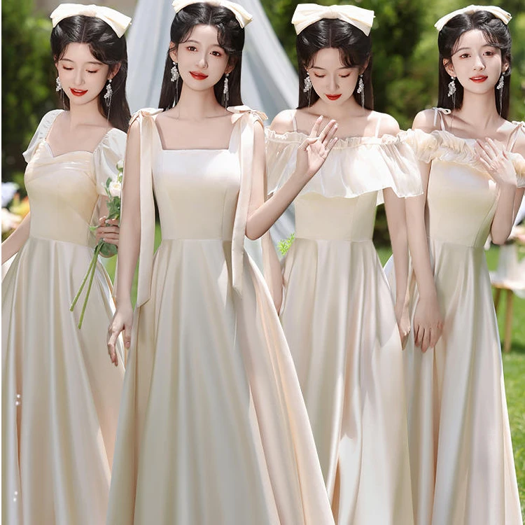 伴娘服2025新款春季缎面仙气小众高级日常可穿姐妹服伴娘团礼服裙