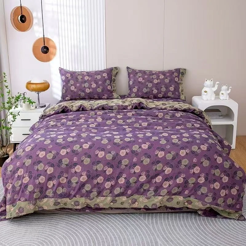 【紫皇后 双层纱被子】1.5X2米 纯棉双层纱单人加厚纱布冬被