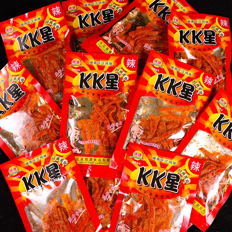 湖南麻辣零食kk星辣条德建超辣变态辣辣片怀旧校园5毛钱面筋小吃