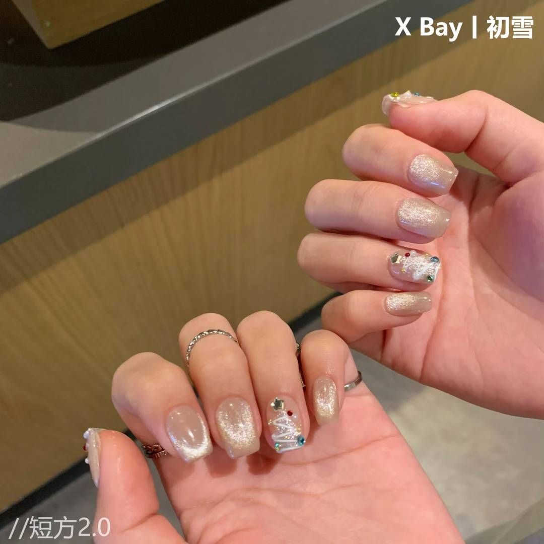 「初雪」X Bay丨纯手工穿戴甲/节日美甲日常短甲小众高品质百搭日常