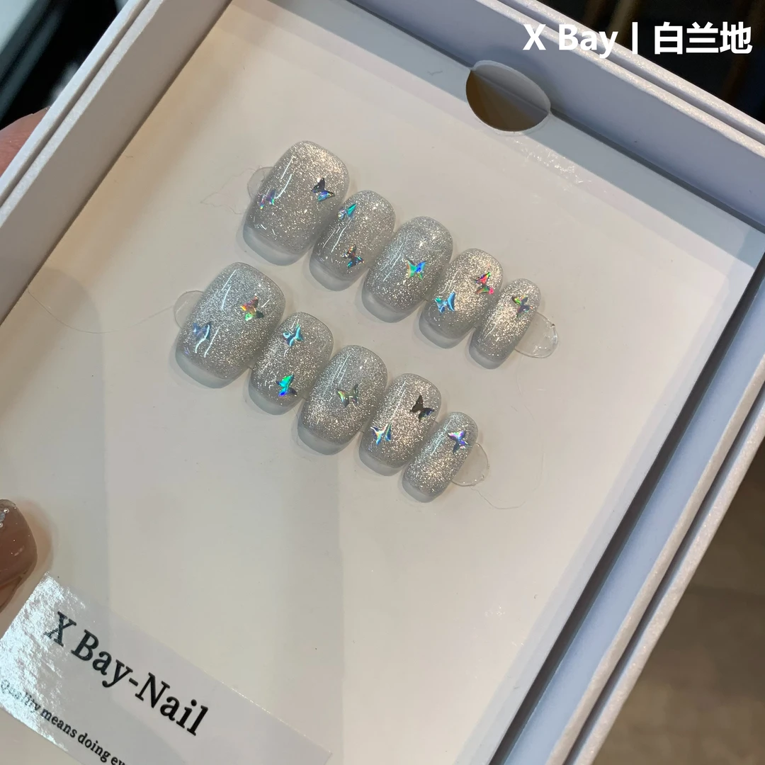 「白兰地」X Bay丨手工穿戴甲日常短甲夏季新品美甲百搭温柔系