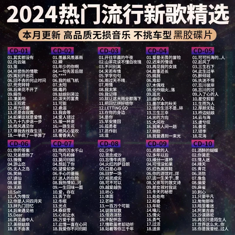 汽车载CD碟片正版抖音2024网络流行神曲无损音质音乐黑胶碟片光盘