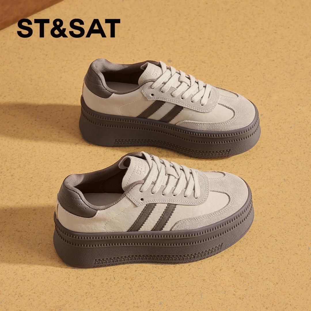 星期六厚底板鞋女款2024秋冬新款增高帆布鞋阿甘德训鞋加绒休闲鞋