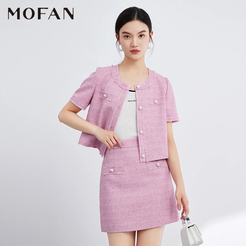 MOFAN摩凡夏新款梅子粉短外套MDW365709女装小香风