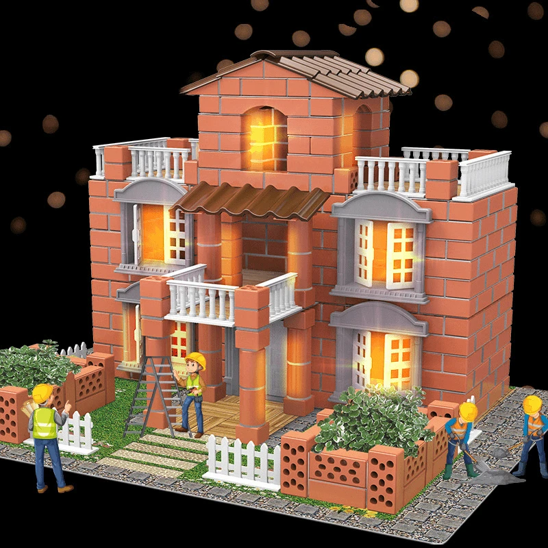 迷你小小泥瓦匠手工DIY小屋建筑别墅仿真迷你砖块拼装盖房子