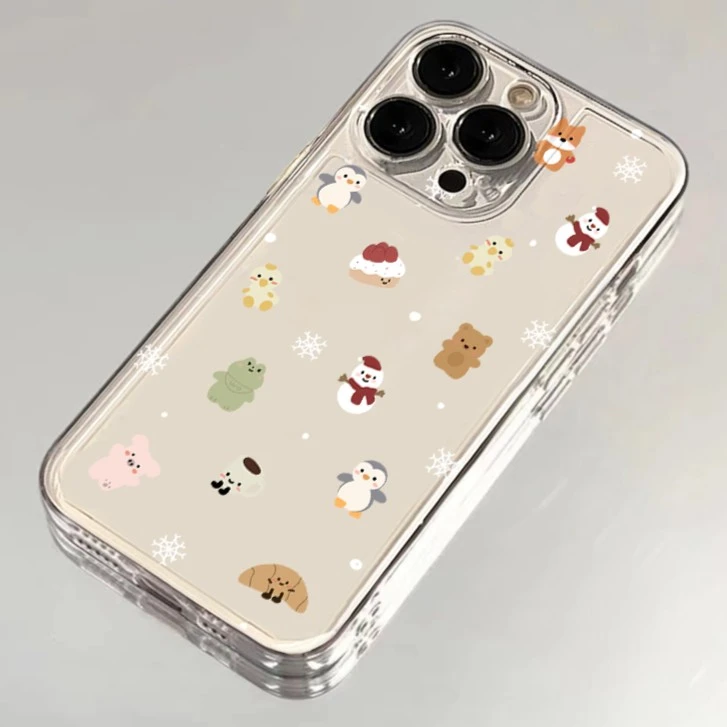 满屏小雪人企鹅苹果小米华为iPhone15/14promax手机壳13太空12软T