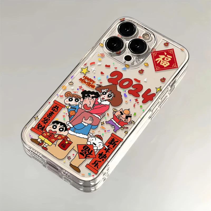蜡笔小新拜年苹果华为iPhone15/14promax/13/12手机壳xs软太空壳