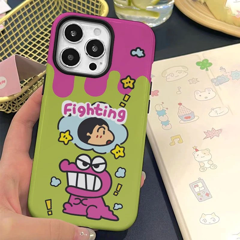 恐龙蜡笔小新苹果15iPhone14Promax/13/12手机壳二合一菲林硬壳M