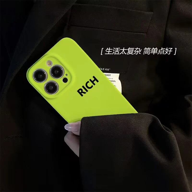 RICH英文iphone14菲林壳13promax简约12苹果11手机壳xr绿色XS女8p