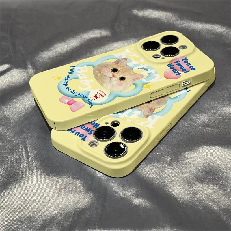 奶黄猫咪iphone14/12promax菲林壳11苹果13手机壳XSXR可爱8p女款