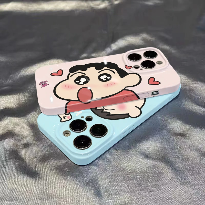 卡通可爱小新阿呆苹果15promax手机壳13/12/14菲林xs/XR全包硬壳
