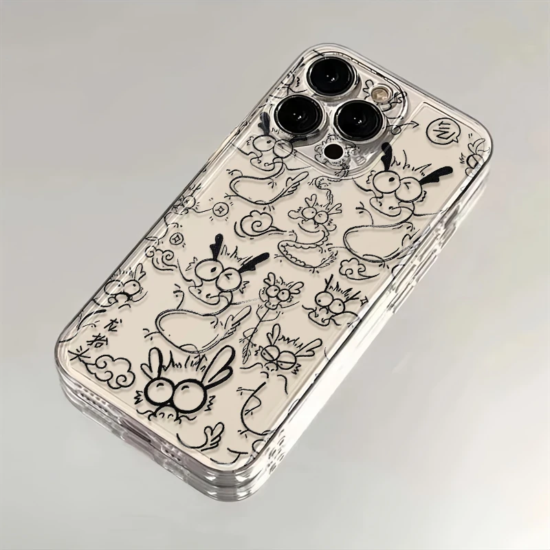 线条龙苹果华为iPhone15/14promax/13/12/11手机壳xs软xr太空壳