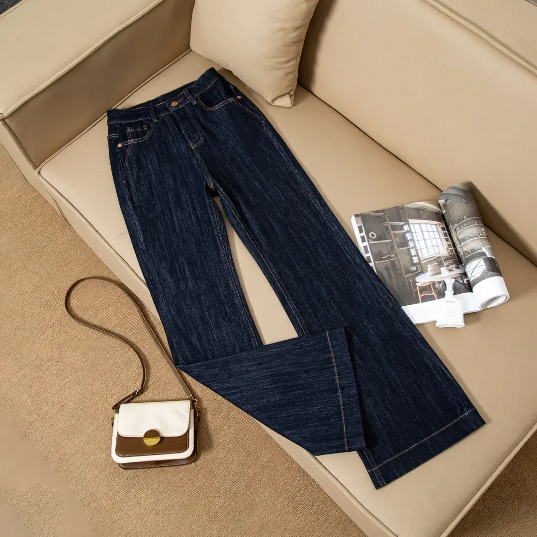 【YJ】丹宁蓝·不掉色-360°完美弹老钱风窄版微喇裤直筒百搭洋气