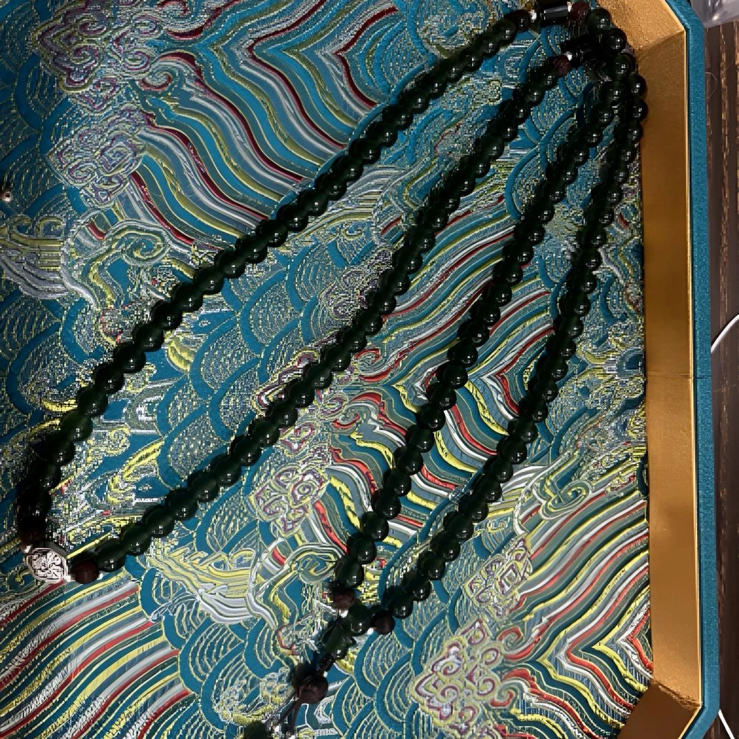 岫玉180料手串108粒，粒粒干净无棉毛衣链手串直径8mm