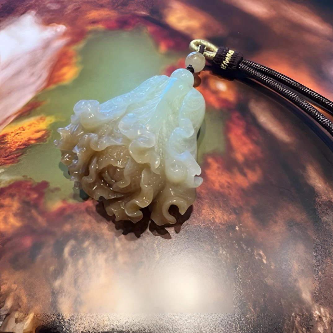 透闪石玉黄白老玉手把件白菜聚来