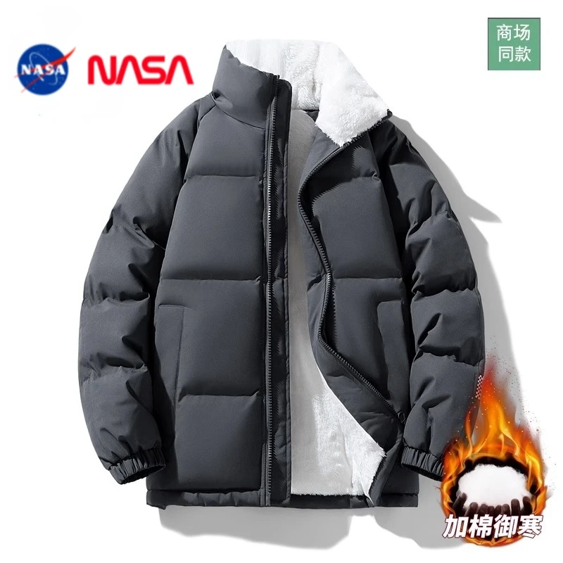 NASA新款超火冬季立领羽绒棉衣男加厚保暖棉服情侣羊羔绒棉袄外套