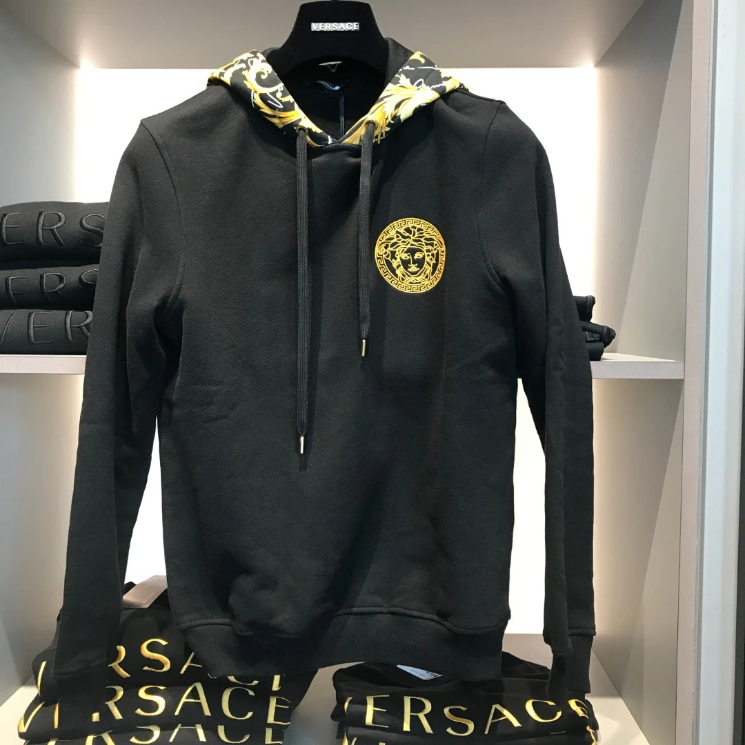 全新未使用 Versace/范思哲 意大利代购奢侈品黑色男士卫衣运动