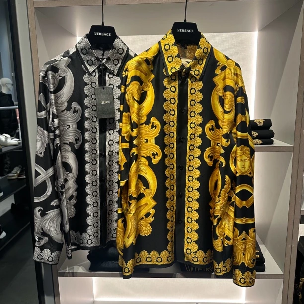 全新未使用 VERSACE/范思哲 范思哲男士黑金美杜莎头像真丝衬衫