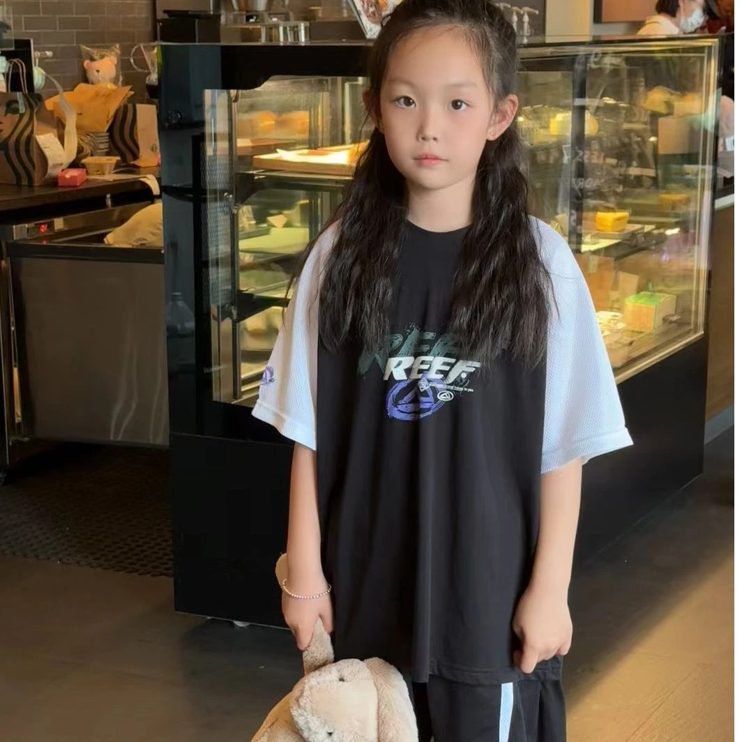 现货  2024夏季儿童女童休闲插肩袖篮球男童套装265