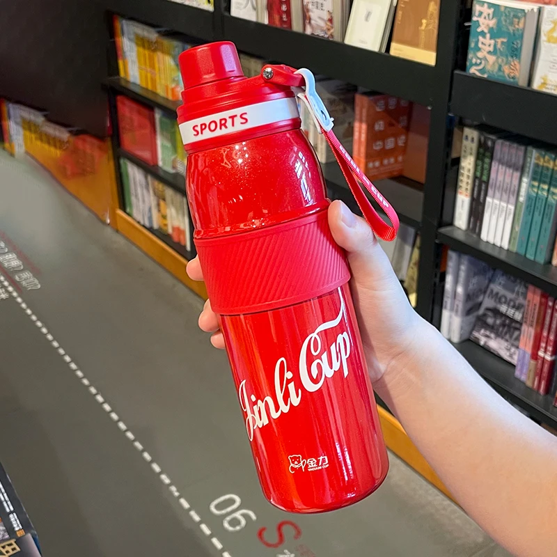 保温杯316L不锈钢男女学生户外运动提绳便携时尚水杯定制logo