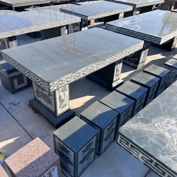 石桌石凳庭院花园天然石材冰花绿幻彩红方形石头桌椅户外家用摆件