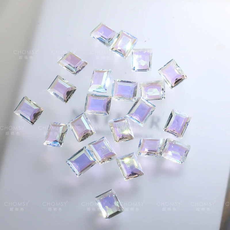 ZX美甲钻饰品华子切水晶 8*10方糖钻 高品质精工超闪指甲钻冰透
