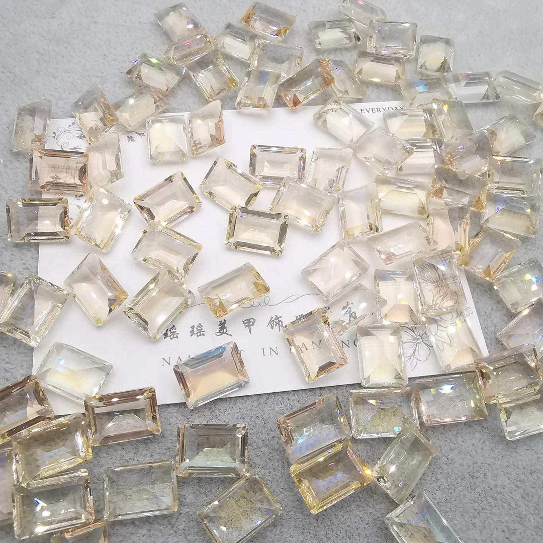 ZX美甲钻饰品华子切水晶 14*10方糖钻高品质精工超闪指甲钻冰透