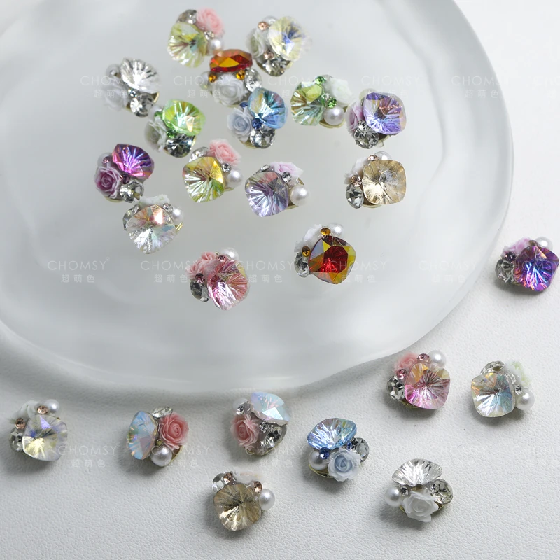 瑶瑶美甲饰品 成品堆钻 千禧肥方8mm堆钻混色 高品质精工超闪