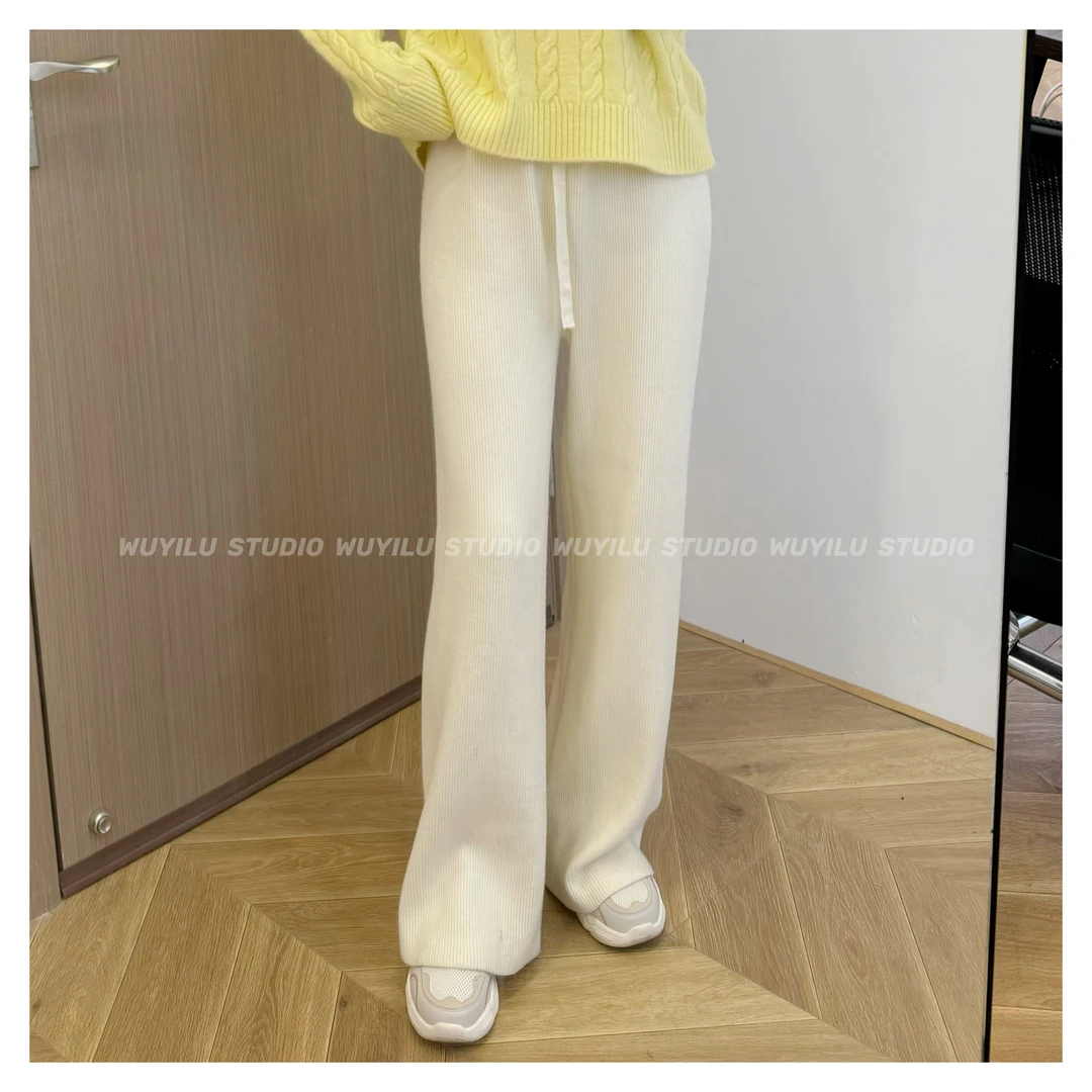 WUYILU ʚ ✿一体绒直筒裤✿ ɞ一体绒加厚休闲直筒毛呢垂感裤子春季
