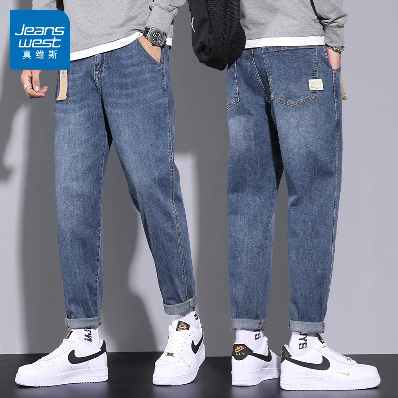 Jeanswest/真维斯新款春季牛仔裤男直筒百搭韩版休闲潮牌长裤子男