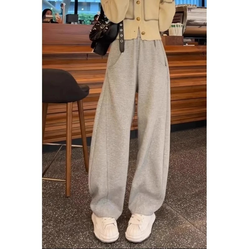 芊芊芙灰色香蕉阔腿裤女春秋款慵懒松弛感高腰宽松休闲卫裤运动裤