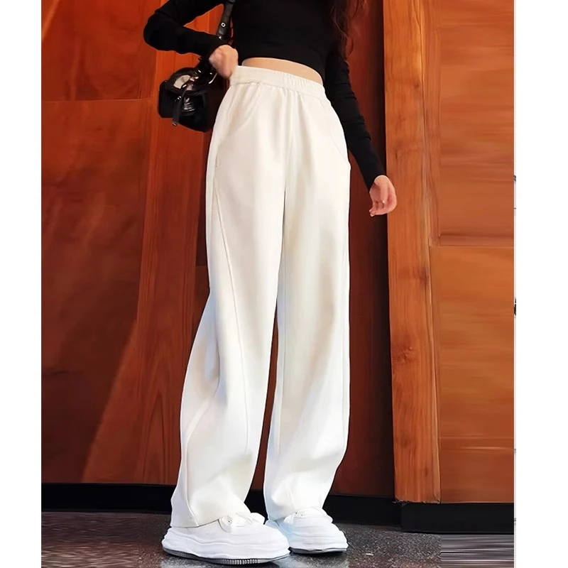 芊芊芙白色裤子女镰刀香蕉裤春秋窄版阔腿裤卫裤运动直筒春秋款