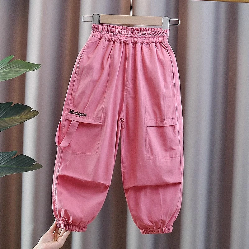 女童夏季裤子洋气新款时髦童裤女儿童梭织工装裤炸街潮牌爆款潮款