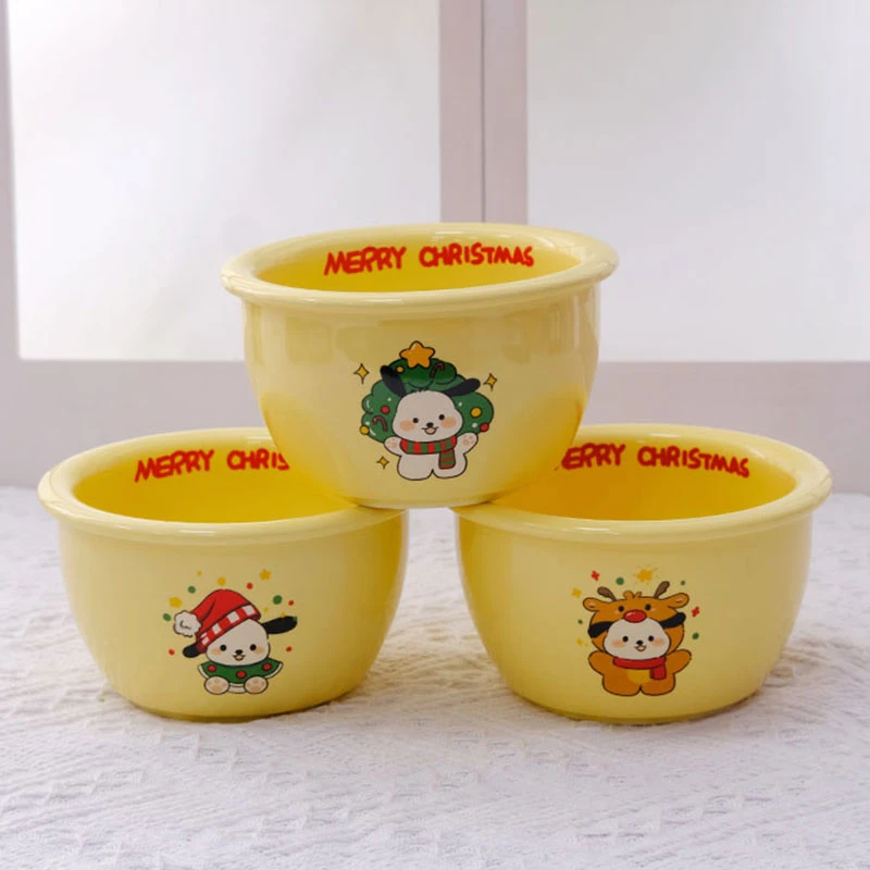 TKPW卡通圣诞款陶瓷碗PC狗治愈奶油色米饭碗家用早餐碗沙拉碗餐具