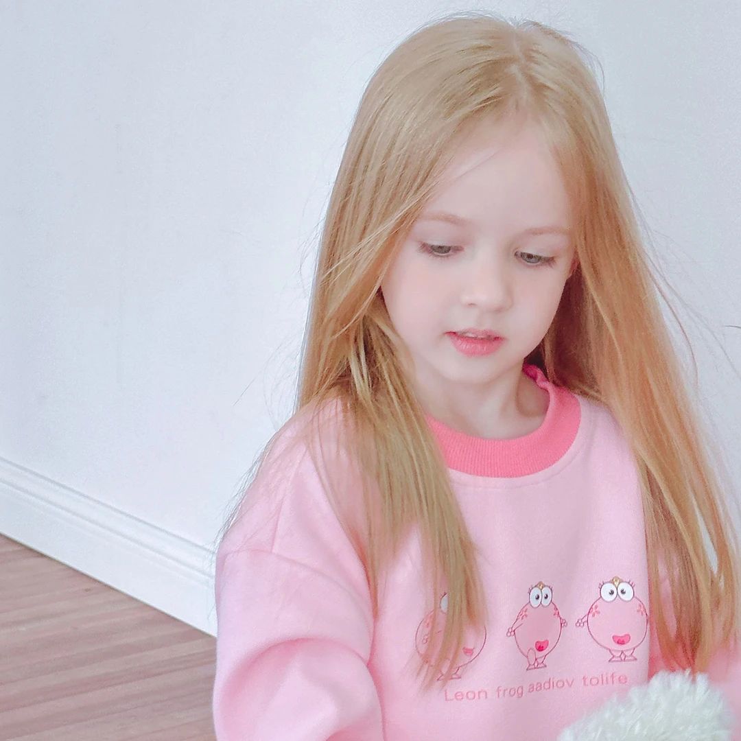 3304B绿豆蛙女童卡通圆领卫衣套装