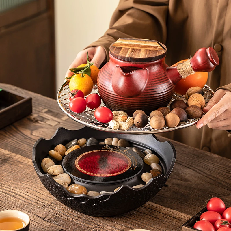 围炉煮茶一整套家用电陶炉煮茶壶罐罐茶煮茶器具烤奶罐室内烤火炉