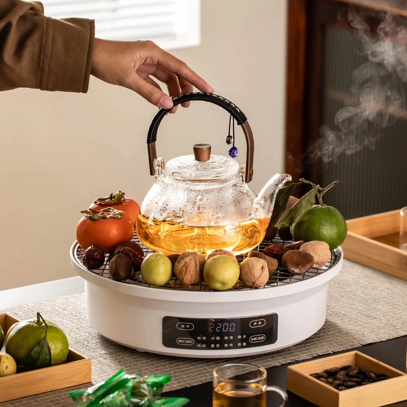 冬日围炉煮茶器具全套室内家用玻璃茶壶户外围聚便携电陶炉煮花茶