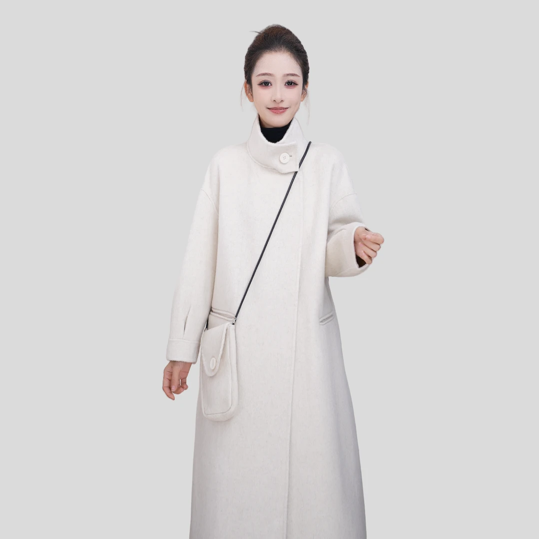 【品牌】长款外套宽松双面羊绒时尚气质赫本风大衣女款爆款2025新款