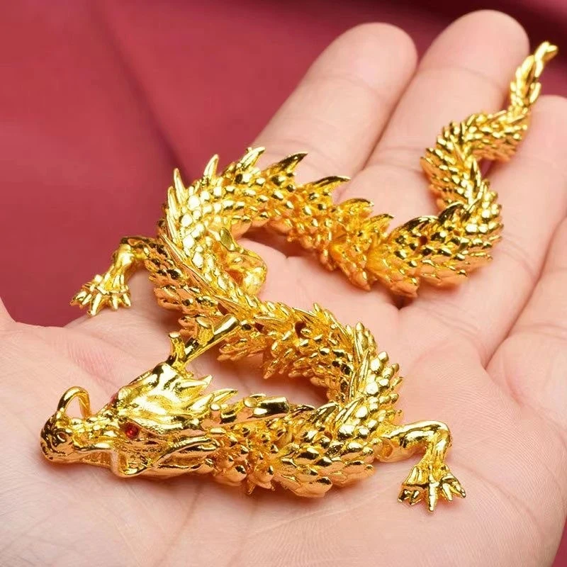 合金五爪金龙摆件可活动手把件招财中国龙办公室桌面装饰品B538