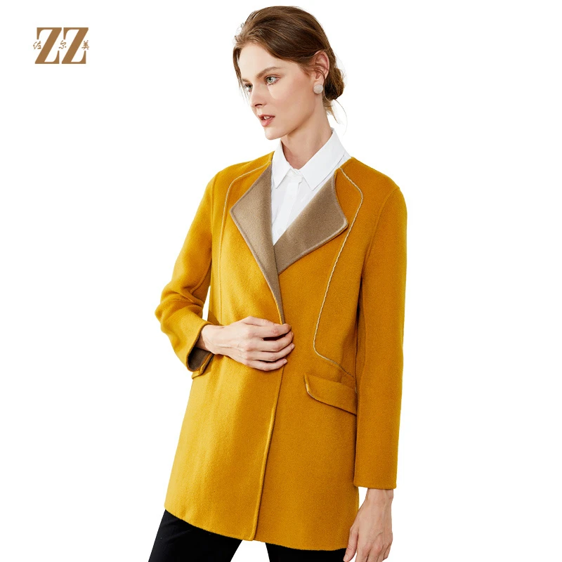 ZZ/佐尔美佐尔美新品秋冬外套双面呢女中长款羊毛大衣 E54SM37