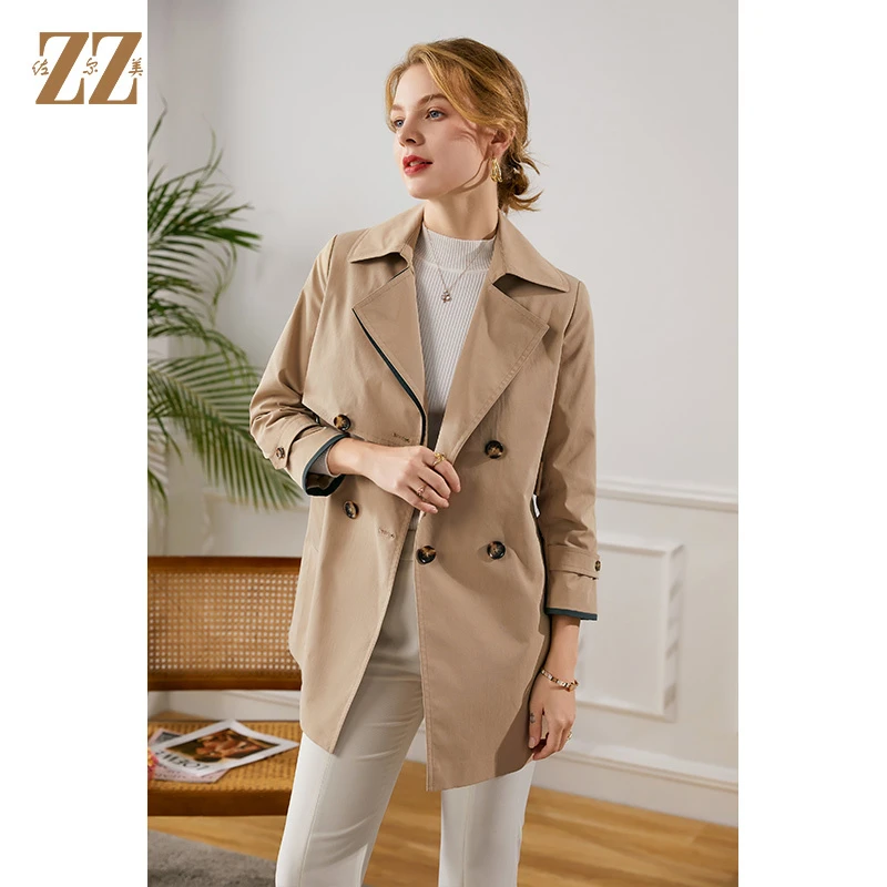 佐尔美春秋季款中长款风衣英伦风气质大衣外套女E13FZ06