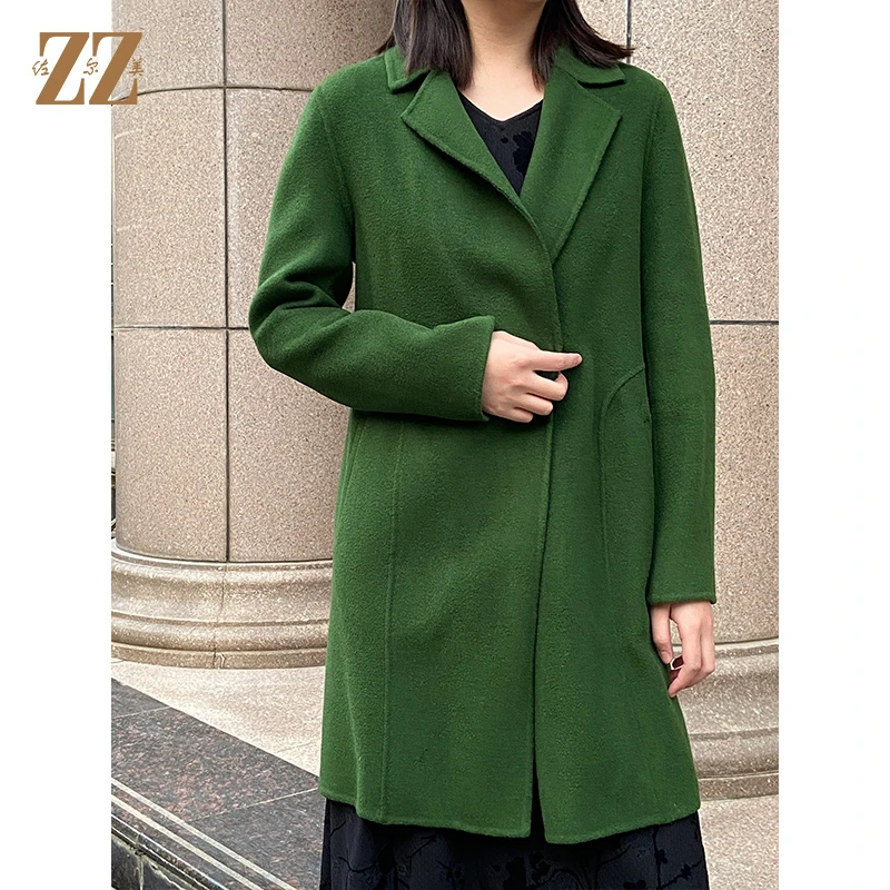佐尔美女冬季双面呢大衣纯色呢子大衣外套女中长款E54SH47秋冬