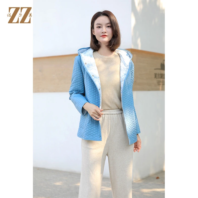 ZZ/佐尔美冬季新款通勤经典蜂窝格棉服女E34MM10