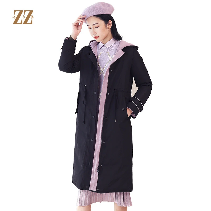 佐尔美秋冬新款连帽简约气质减龄纯色双穿羽绒服E04YY04