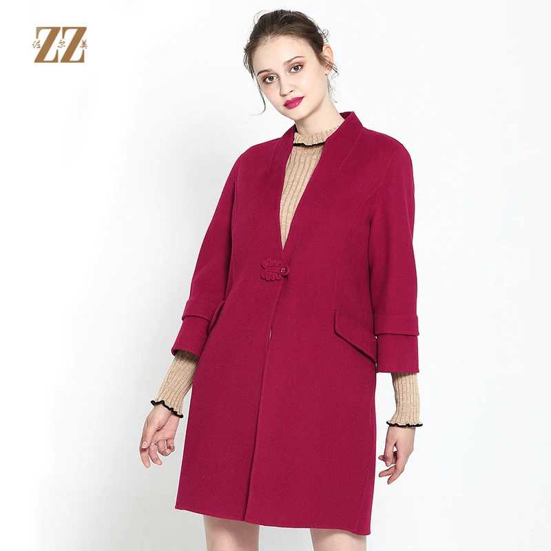 佐尔美ZZ热销女士中长款羊毛双面呢大衣羊毛外套E64SM17