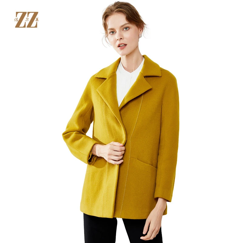 ZZ/佐尔美秋冬女装气质纯色复古高级短款女冬季毛呢外套E64ZD30