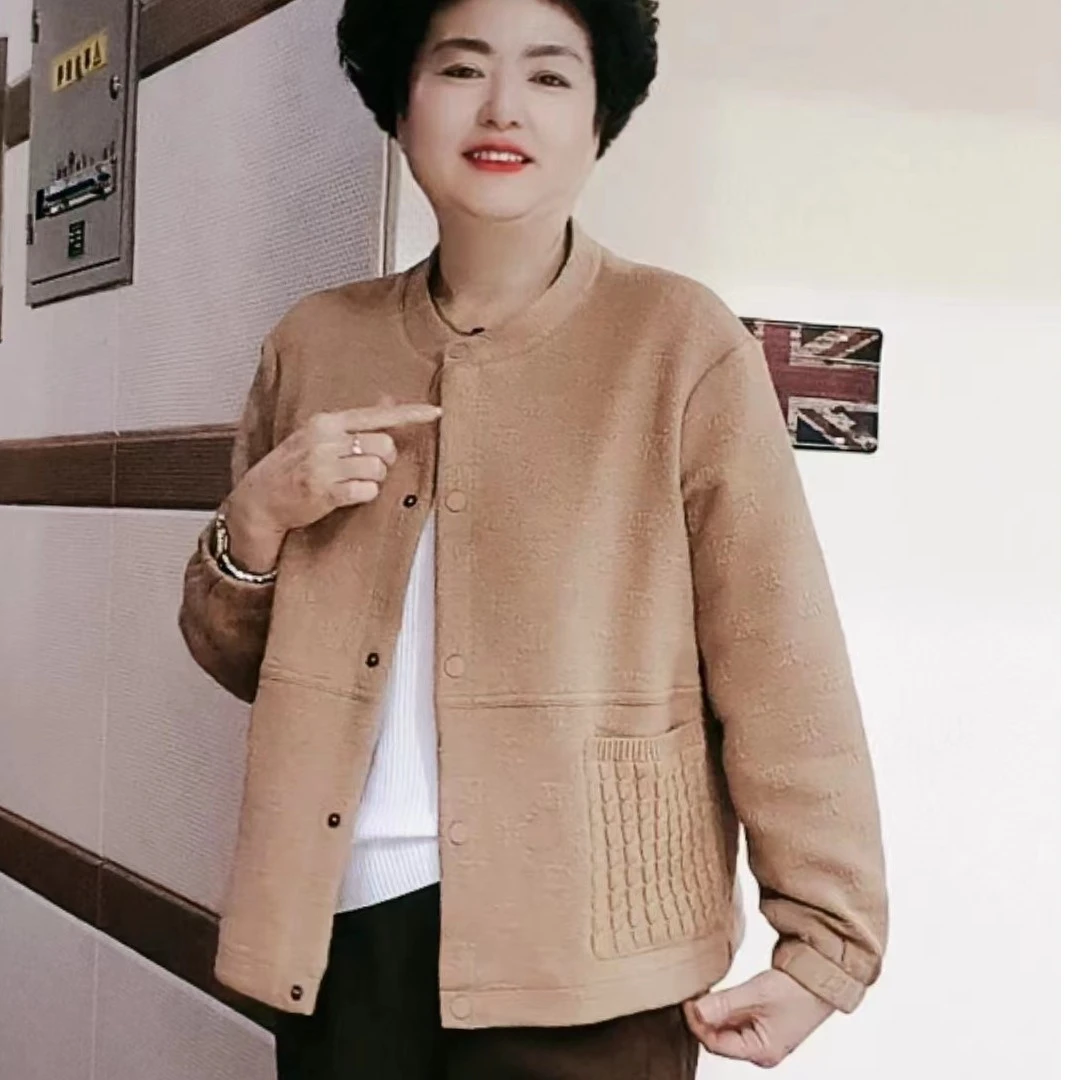 【己开价】时尚百搭珠地提花棉休闲上衣外套3058