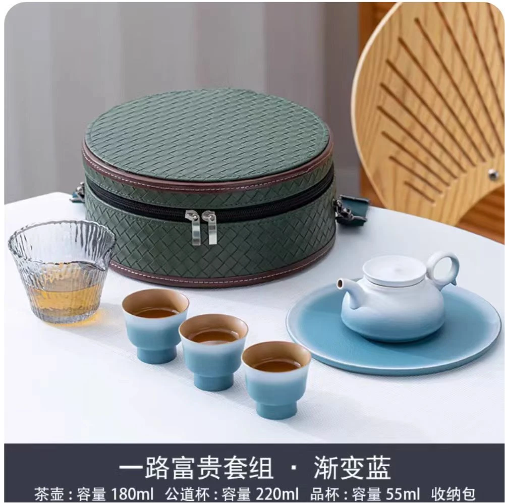 简约携式茶盘套装功夫泡茶茶具快客杯一壶三杯便茶壶小套户外」